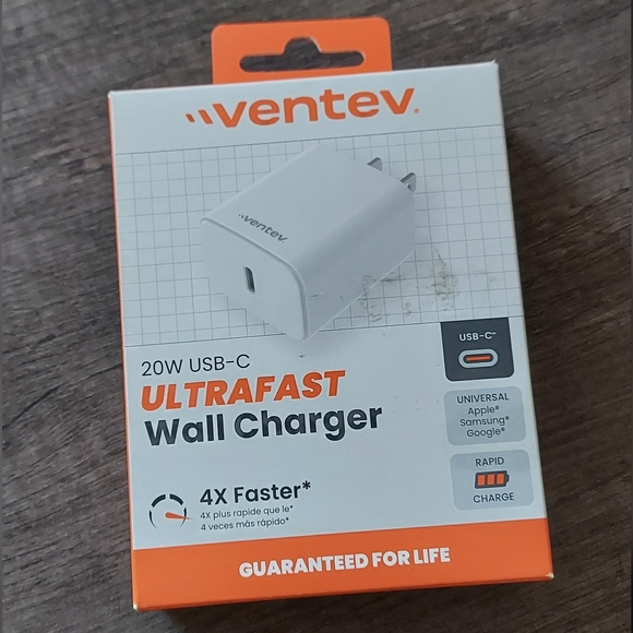 Ventev Wall Charger 1 Port 20 Watt USB-C Ultrafast Power Box in Retail Box White - Picture 2 of 9